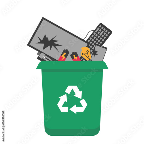 Recycling Bin Filled with Electronic Waste