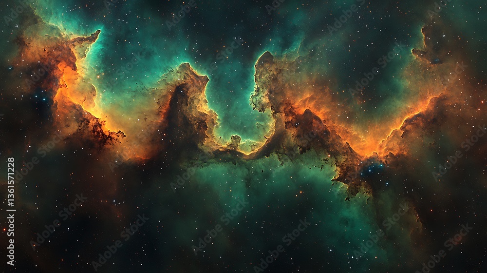 Cosmic nebula with vibrant orange and teal hues. Cosmic nebula with vibrant orange and teal hues.