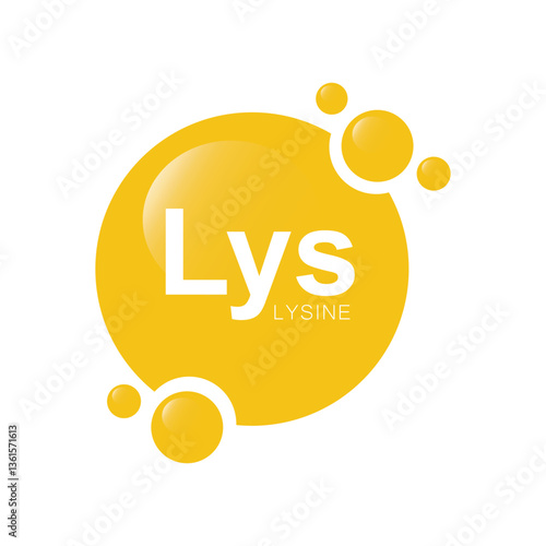 Important amino acid Lysine Lys and line model of molecule.