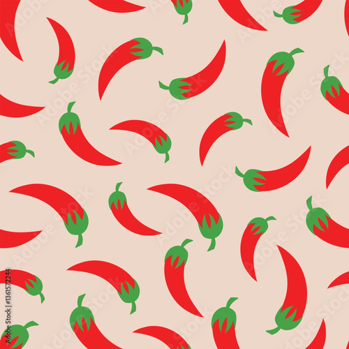 Seamless pattern with red hot peppers