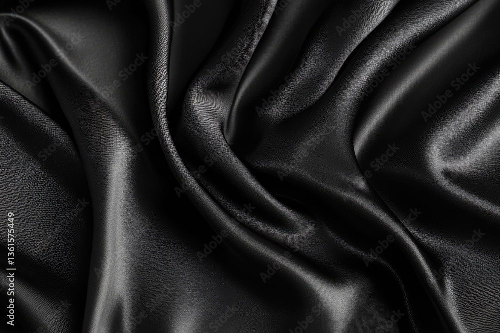 Luxurious black satin fabric drapes Luxurious black satin fabric drapes