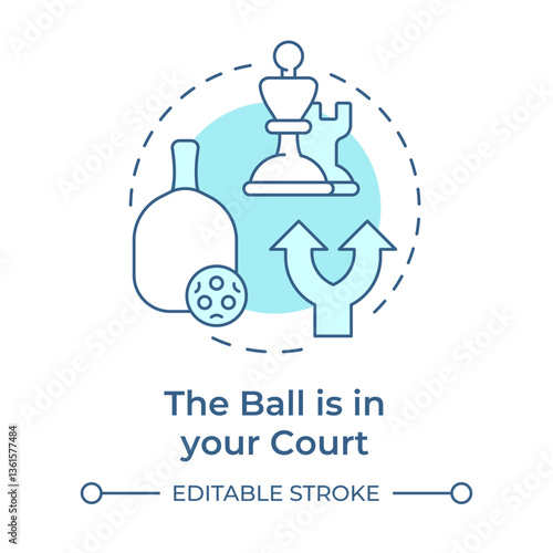 Ball in your court soft blue concept icon. Personal responsibility. Decision, action. Round shape line illustration. Abstract idea. Graphic design. Easy to use in infographic, presentation