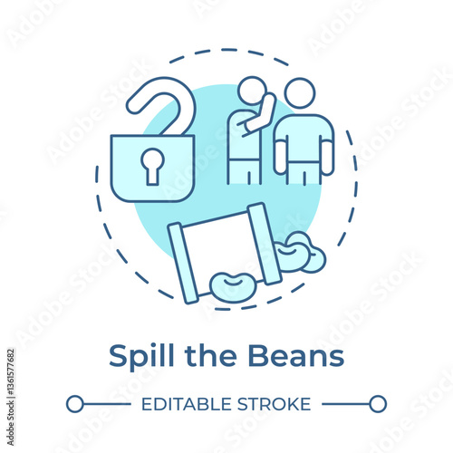 Spill the beans soft blue concept icon. Secret reveal, information. Whispering person. Round shape line illustration. Abstract idea. Graphic design. Easy to use in infographic, presentation