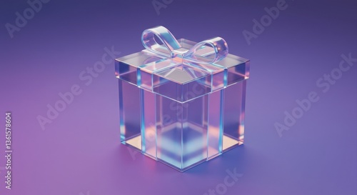 Stylish glass gift box with a ribbon.