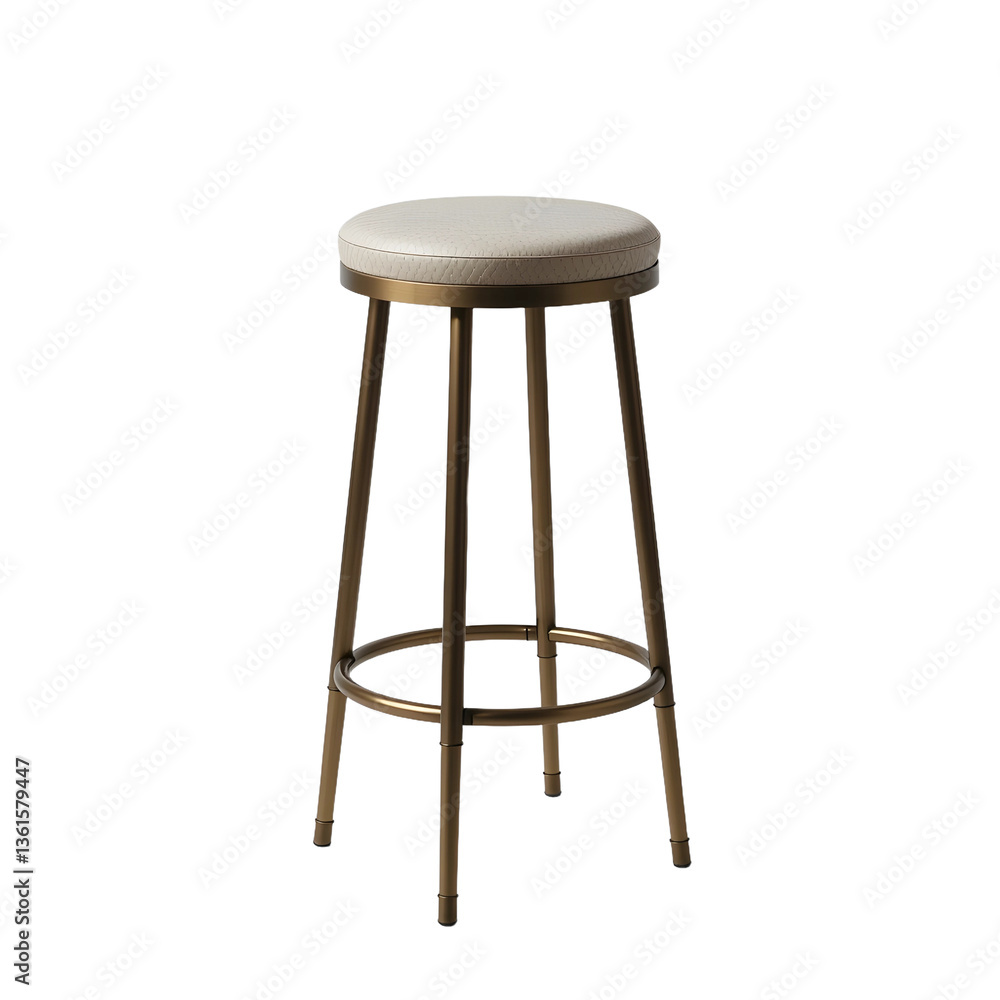 Elegant Bar Stool: A sleek, modern bar stool with a minimalist design, featuring a round, cushioned seat and slender metal legs. Elegant Bar Stool: A sleek, modern bar stool with a minimalist design, featuring a round, cushioned seat and slender metal legs.