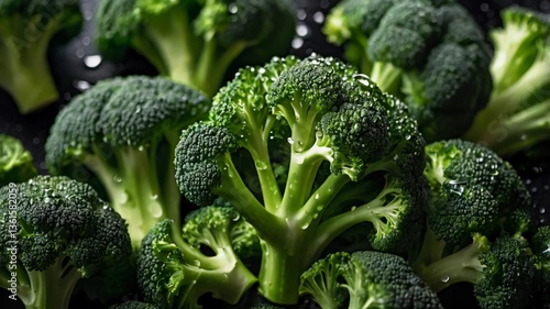 Wallpaper Mural Background from fresh green Broccoli with water drops. Texture of raw organic Broccoli close up. Food background Torontodigital.ca