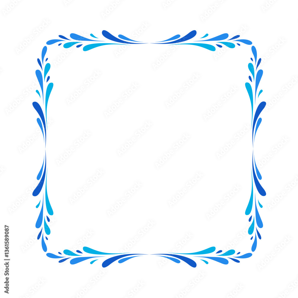 Abstract Water Splash Frame Vector Design. Blue Liquid Wave Border Decoration