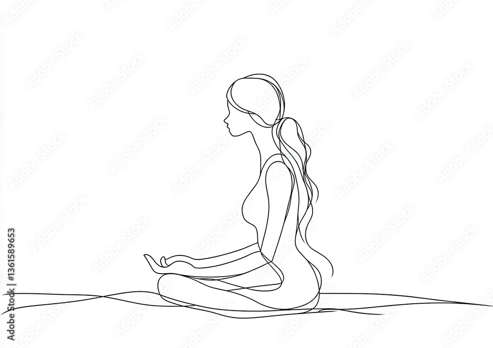 continuous line drawing woman meditating - PNG image with transparent background continuous line drawing woman meditating - PNG image with transparent background