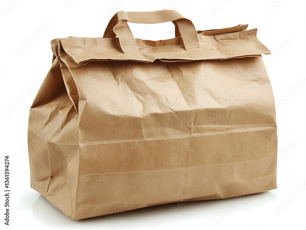 Large brown paper grocery bag with handles. Large brown paper grocery bag with handles.