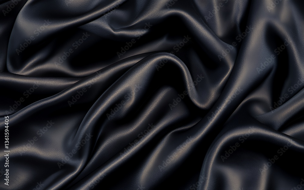 Obraz premium Elegant black silk fabric with smooth, flowing texture and rich sheen.