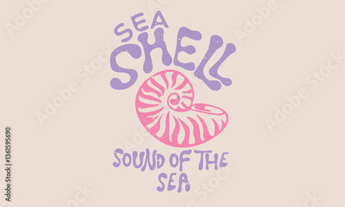 Seashell vintage artwork. Summer vibes artwork. Seashell line drawing. Sea you at the beach. Miami beach modern abstract art. Sound of the sea.