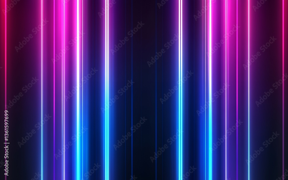 Fototapeta premium Vibrant neon stripes in blue and pink hues create a lively atmosphere.