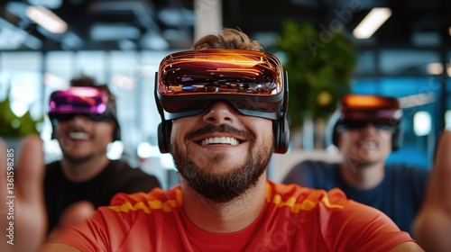 Exciting ai-generated virtual reality experience modern tech hub digital interaction immersive environment engaging viewpoint