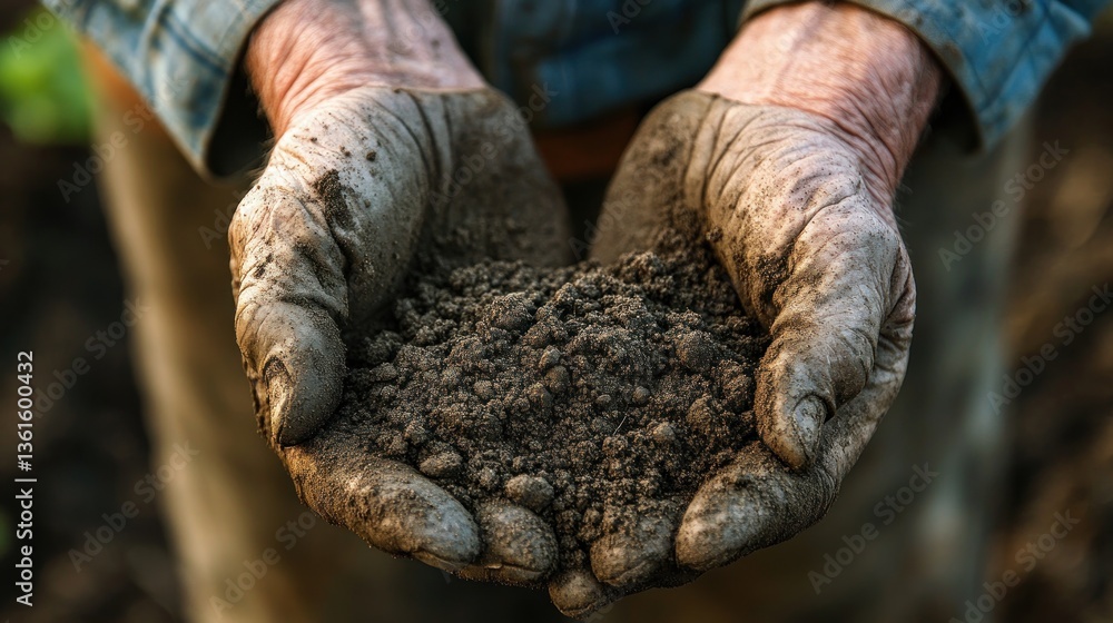 Obraz premium Hands Holding Soil: A Testament to Farming's Legacy