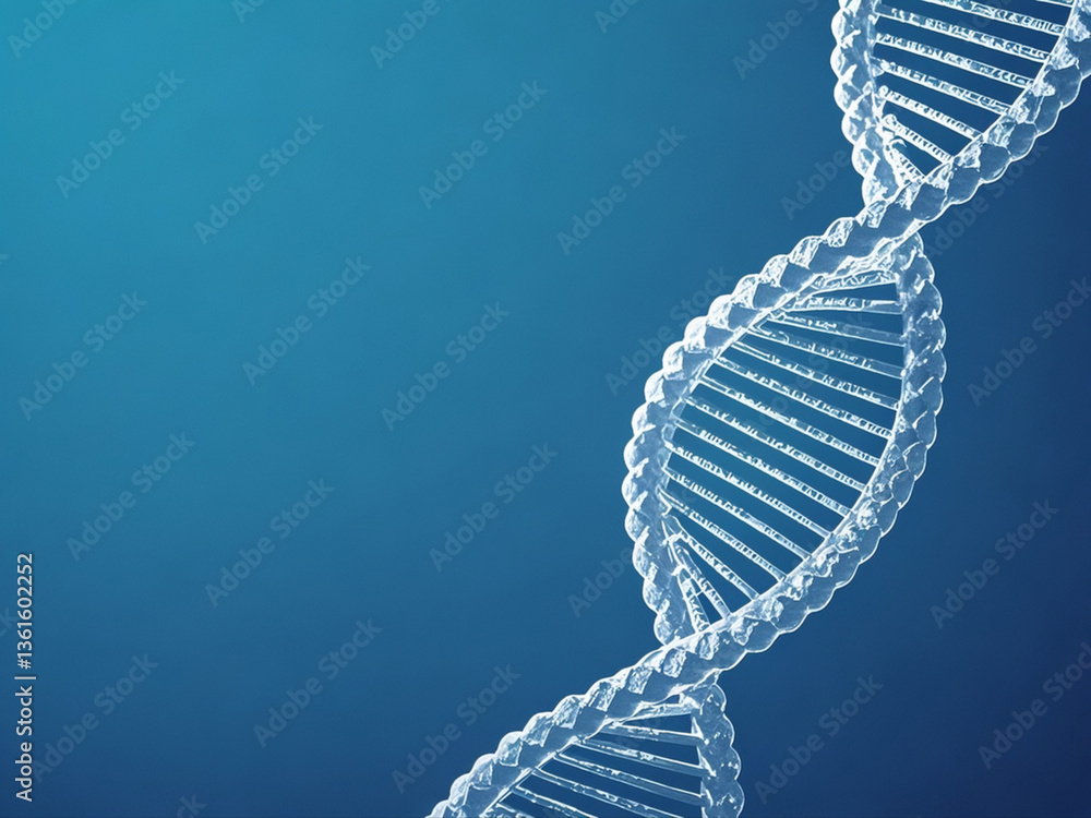 DNA double helix structure on dark blue background