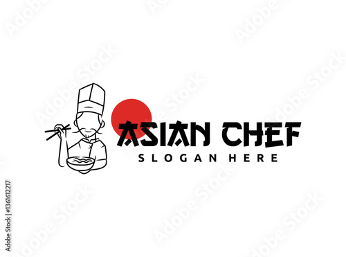 Japanese Chef Logo. Vector illustration of an Asian chef logo.