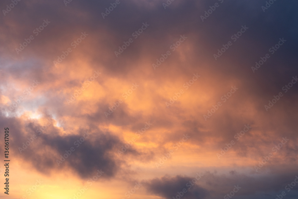Cloudscape at golden hour with warm tones. Cloudscape at golden hour with warm tones.
