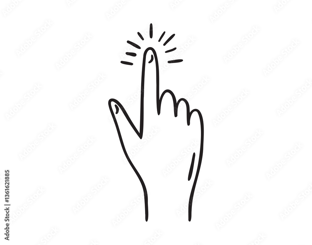 finger pointing icon doodle hand drawn. Outline drawing tapping with finger on the screen line clipart symbol. finger touch finger pointing icon doodle hand drawn. Outline drawing tapping with finger on the screen line clipart symbol. finger touch