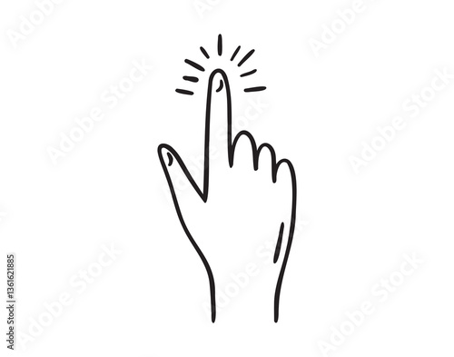 finger pointing icon doodle hand drawn. Outline drawing tapping with finger on the screen line clipart symbol. finger touch