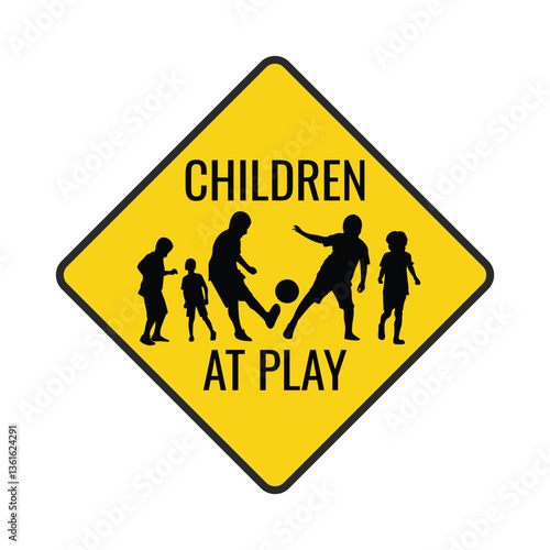 children at play yellow sign