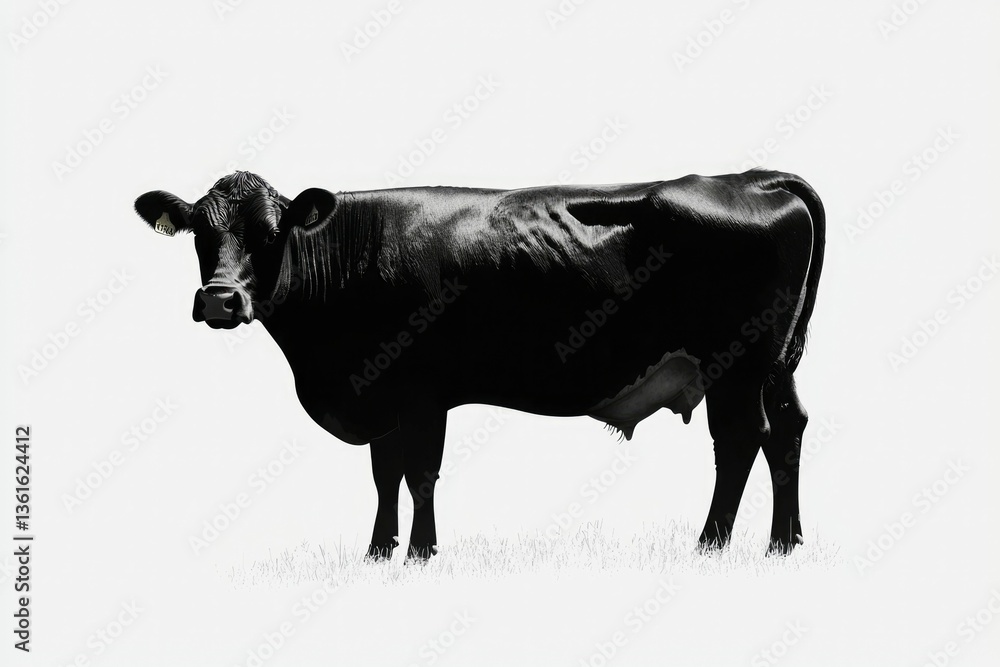 Black cow, profile view
