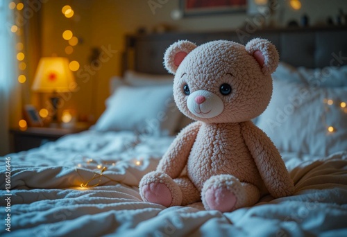 Wallpaper Mural Cozy Plush Teddy Bear on a Warm Bed Torontodigital.ca