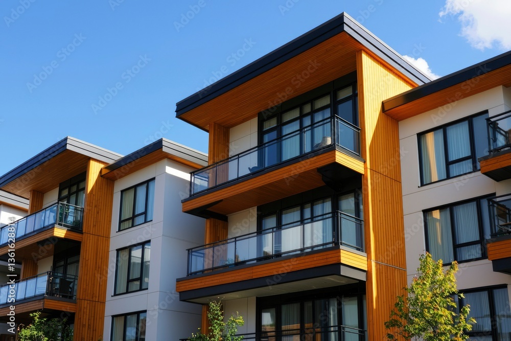 Naklejka premium Modern apartment buildings, sunny day