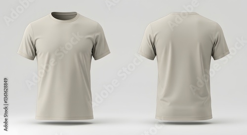 T-shirt Mockup Displaying Front and Back Views on Light Background