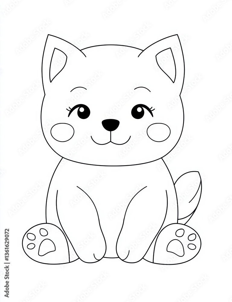 Cuteness Unleashed: A simplified, adorable cartoon rendition of a sitting puppy, exuding charm through its welcoming pose and simple lines. Cuteness Unleashed: A simplified, adorable cartoon rendition of a sitting puppy, exuding charm through its welcoming pose and simple lines.