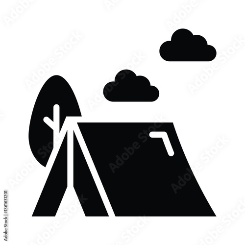 tent symbol for outdoor camping, trekking, and nature adventures.