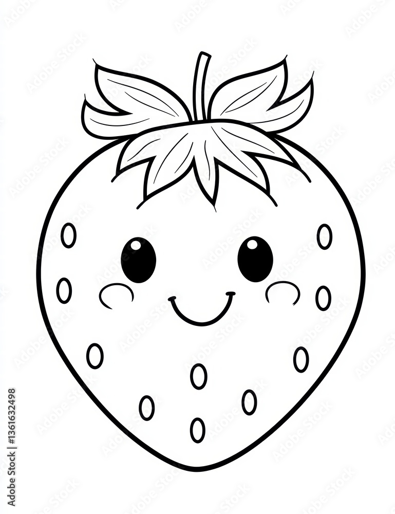 Obraz premium Smiling Strawberry Delight: A cheerful cartoon strawberry illustration, featuring a friendly expression and perfect for illustrating fresh fruit and healthy lifestyle concepts.