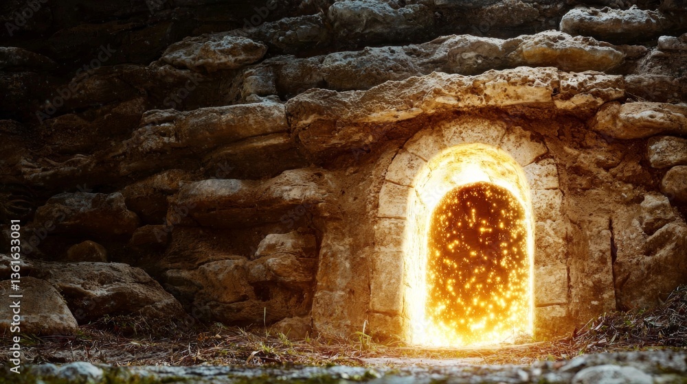 Obraz premium Glowing Portal in Ancient Stone Ruins Magical Entrance to Another World