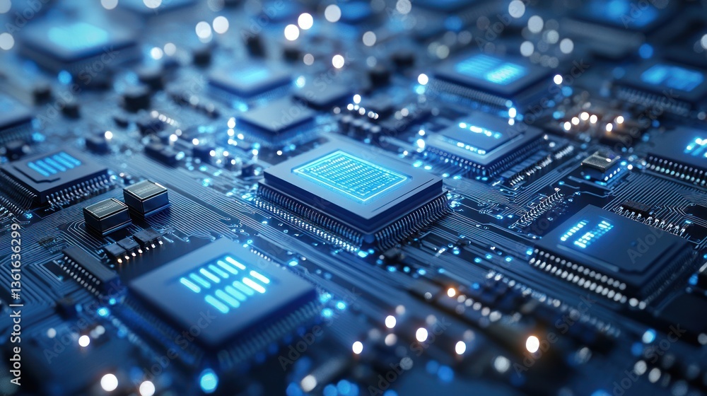 Circuit Board with Processors - High Tech Design Circuit Board with Processors - High Tech Design