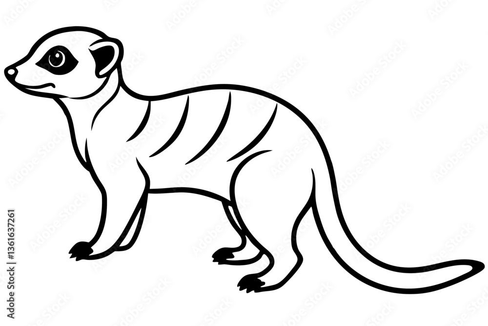 Fototapeta premium meerkat silhouette line art vector illustration