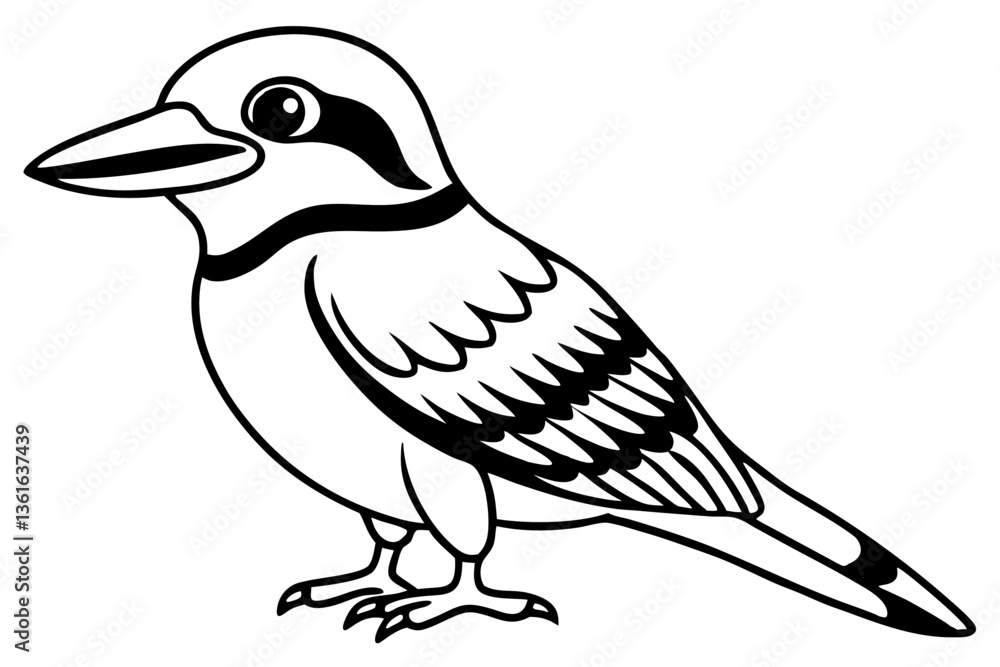 Fototapeta premium kookaburra silhouette line art vector illustration