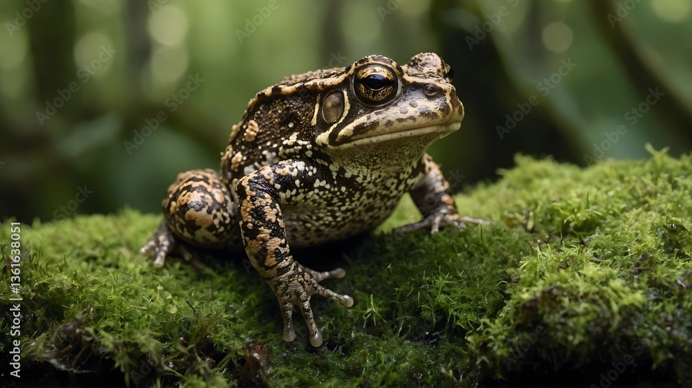 Southern Toad Hopping Over Moss-Covered Rocks Southern Toad Hopping Over Moss-Covered Rocks