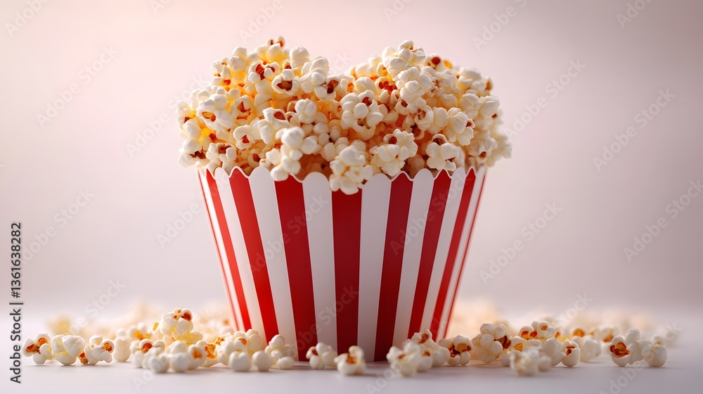 High-Detailed Digital Art of a Striped Popcorn Bucket with a Heart Shape Capturing the Essence of Home Movie Nights High-Detailed Digital Art of a Striped Popcorn Bucket with a Heart Shape Capturing the Essence of Home Movie Nights