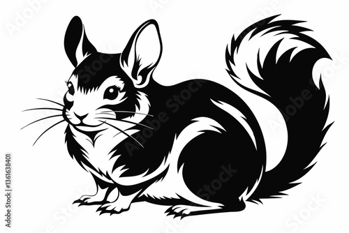 chinchilla silhouette line art vector illustration