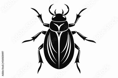 beetle silhouette line art vector illustration