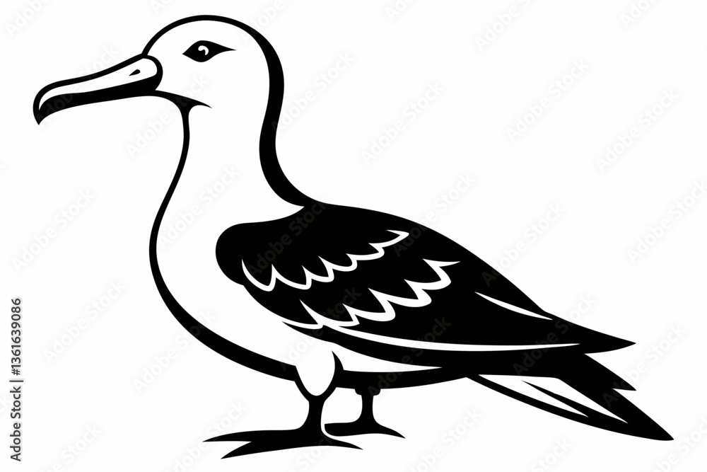 Obraz premium albatross silhouette line art vector illustration