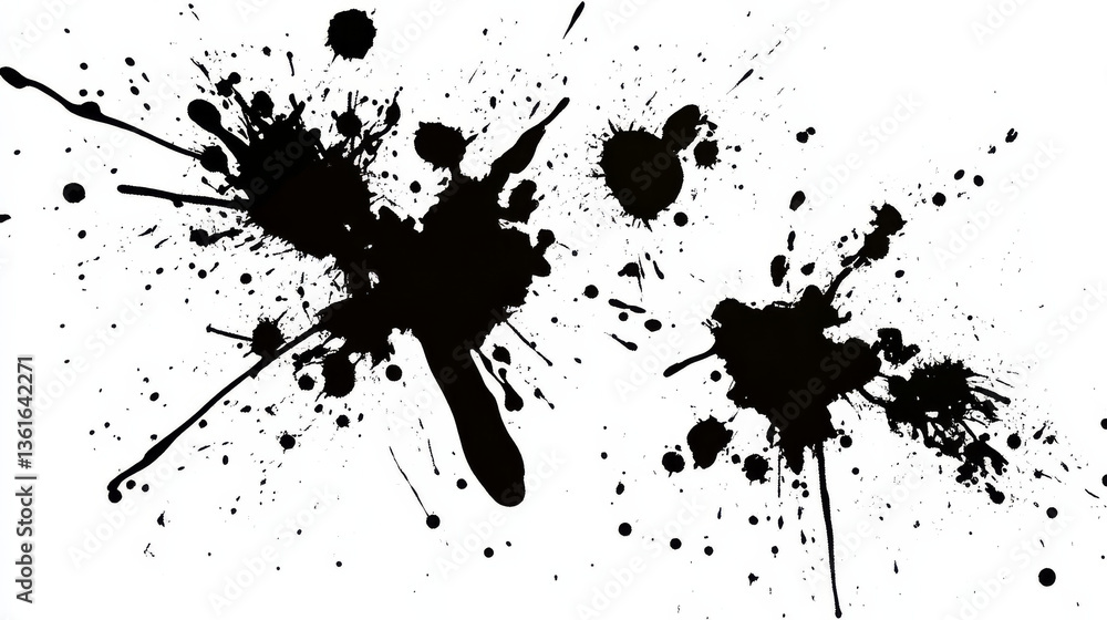 Abstract black ink splatter on white background Abstract black ink splatter on white background