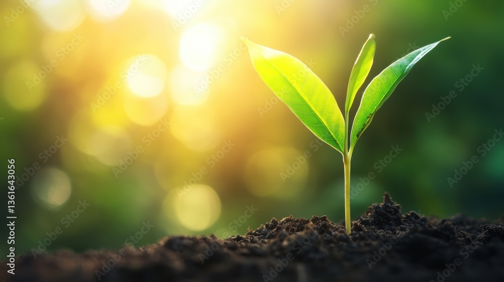 Sunrise Sprout: A Tiny Seedling Emerging in the Golden Hour Light Sunrise Sprout: A Tiny Seedling Emerging in the Golden Hour Light