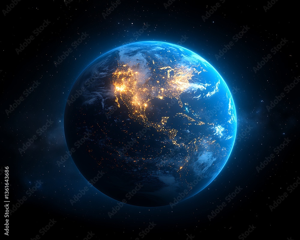 Fototapeta premium Earth at Night, Space View (1)