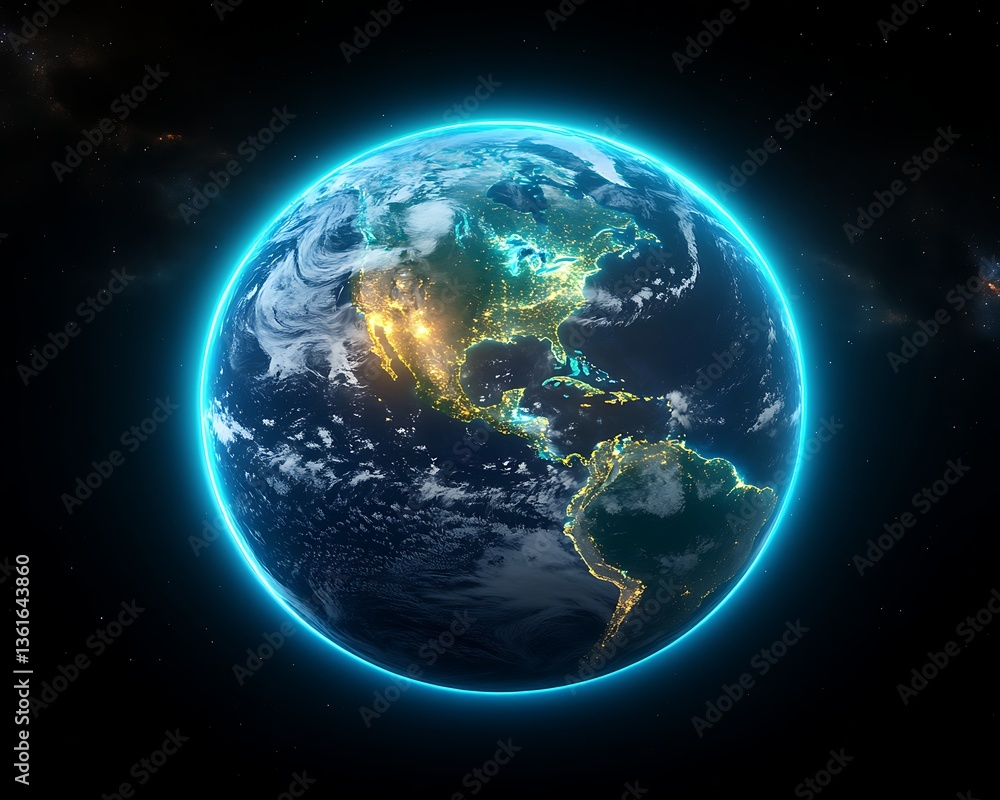 Obraz premium Earth at Night, Space View