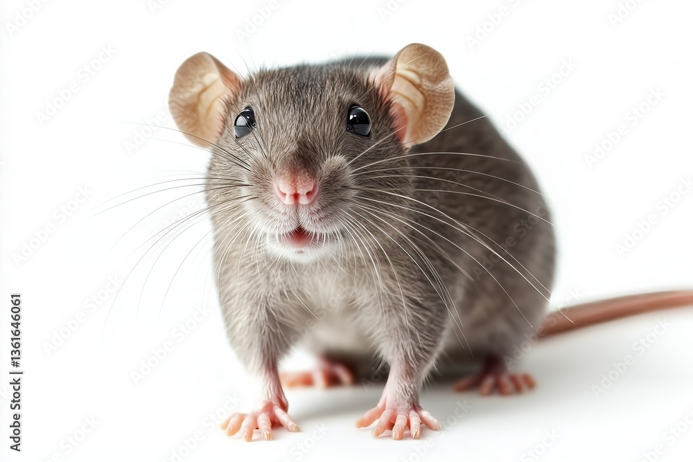 Curious gray rat isolated on white background Curious gray rat isolated on white background
