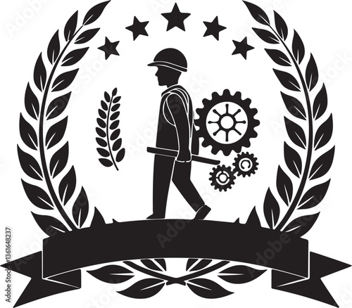 International May Day clipart vector, illustration, icon design solid black color with white background