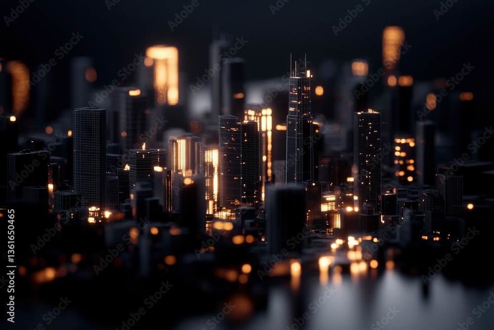 Obraz premium Futuristic city at night