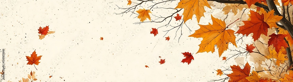 Fototapeta premium A beautiful artistic depiction of falling autumn leaves and branches
