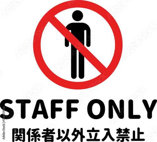 STAFF ONLY（丸文字/横向き）のA4サイズイラスト