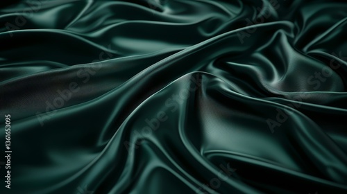 Wallpaper Mural Flowing dark green silk fabric, luxurious texture and elegant drape for fashion design Torontodigital.ca